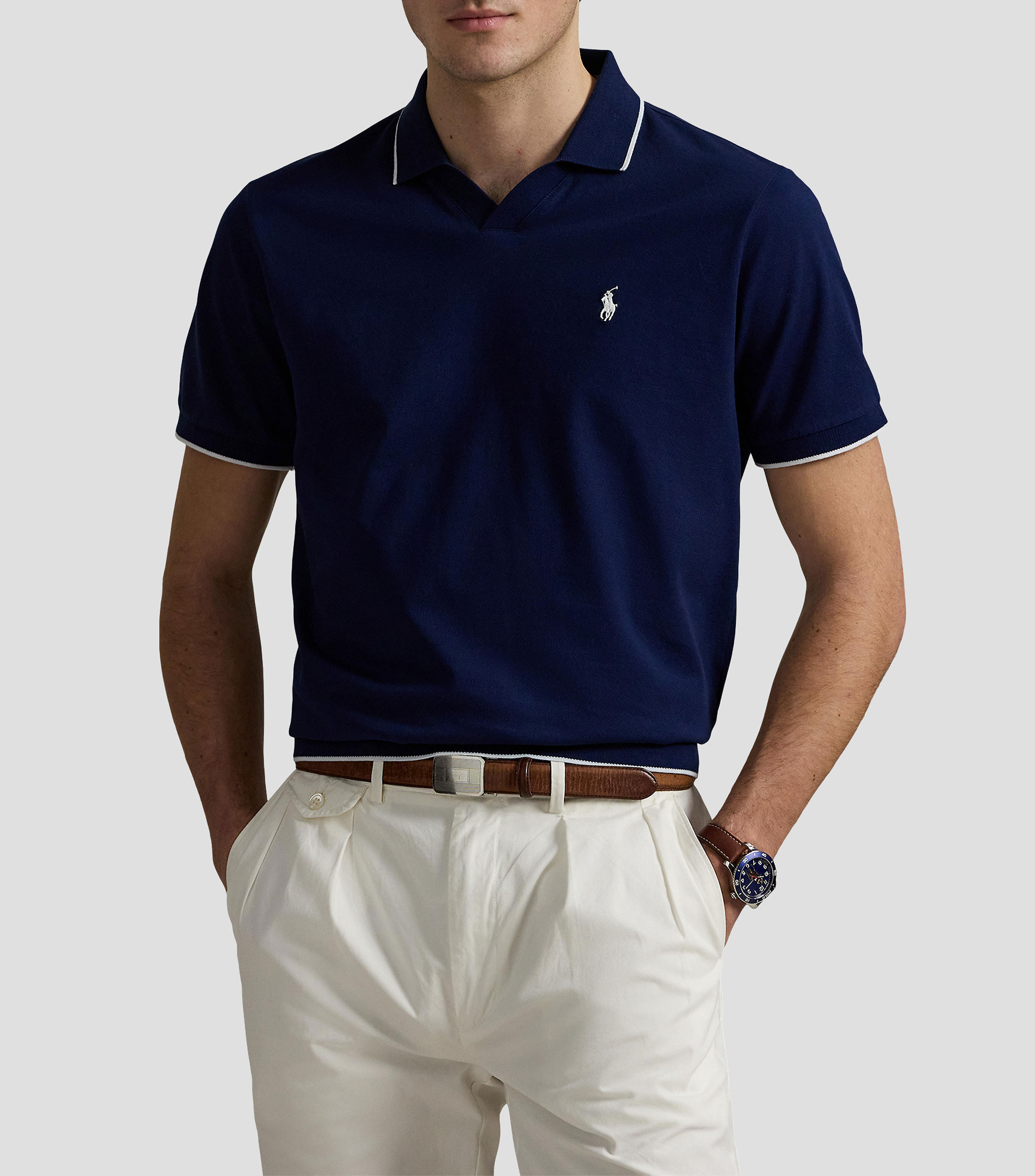 Playera tipo polo manga corta lisa Hombre